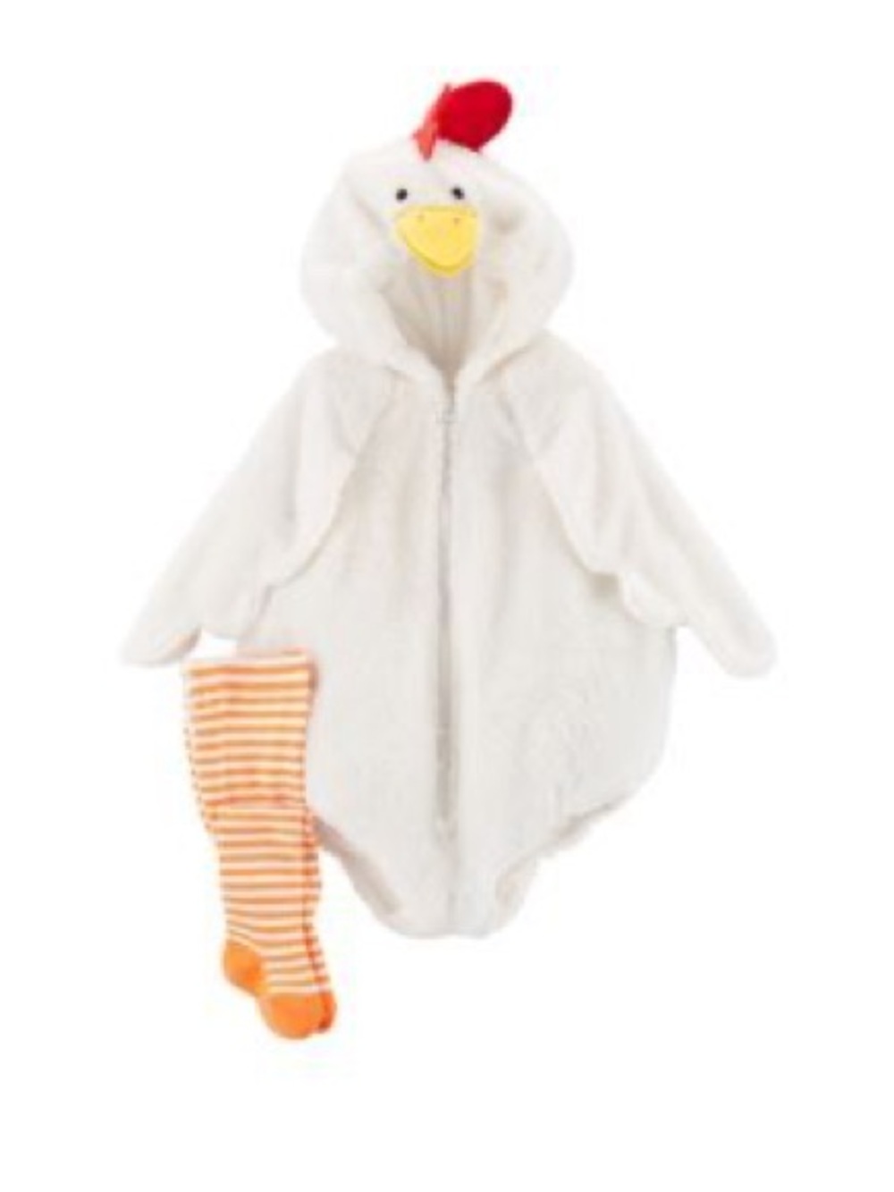 Kids White Chick One-Piece Costume with Striped Tights
